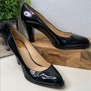 Cole‎ Haan Nike Air Black Patent Leather Almond Toe Pumps Heels Size 10.5